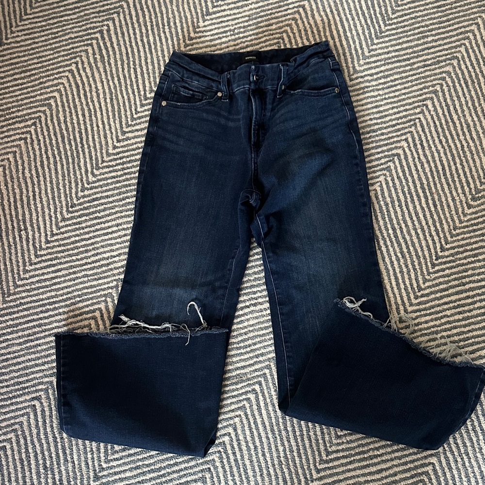 Express Mid-rise Dark Blue flared Jeans